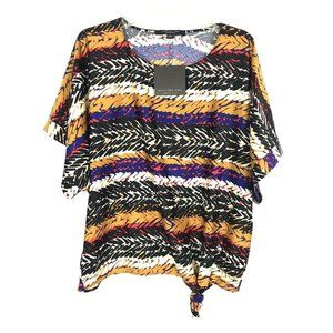 Marc New York Womens Shirt Size Small S Short Sleeve Career Blouse Gold Blue NEW